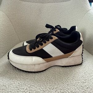 Dolce Vita Black and Tan Sneakers with White Stripes
